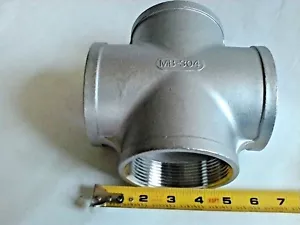3-3/8" NPT Thread 4 Way Female Cross Aluminum Coupling Connector Pipe Fitting NU - Picture 1 of 6