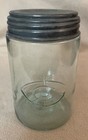 ANTIQUE GILCRIST GJCo Logo AQUA QT FRUIT CANNING JAR Unique Lid Rare HTF(J23-13)