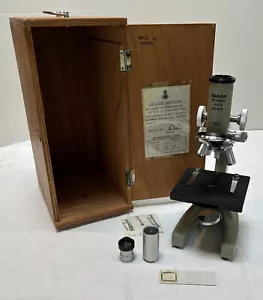 Vintage Tasco 450x Student Microscope, With 10x eyepiece, Wood Carrying Case - Picture 1 of 17