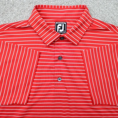FootJoy Polo Shirt Mens Large Red Striped Athletic Fit Stretch Short Sleeve Golf - Image 1 of 4