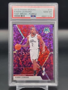 2019 Panini Mosaic #78 Kawhi Leonard Fast Break-Viola 20/50 Prizm PSA 10 - Foto 1 di 2