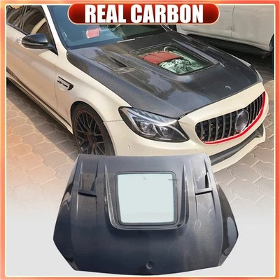 正品碳纤维发动机罩帽罩适用于梅赛德斯奔驰 W205 C63 C63 S 2015-2021 — 第 1/4 张图片