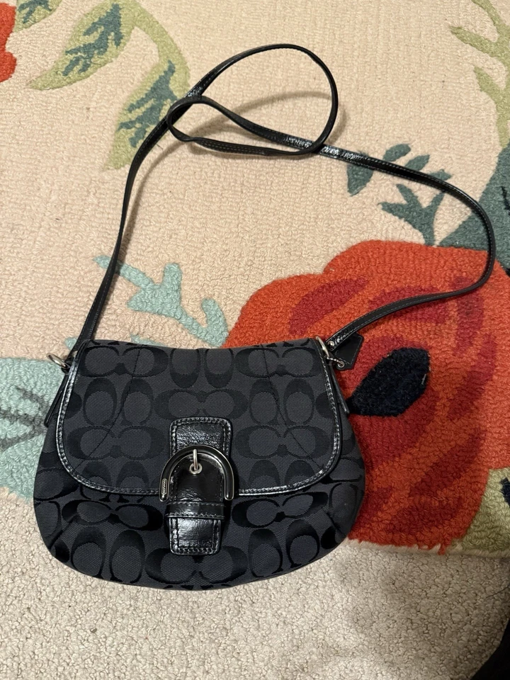 Coach Y2K Vintage Soho Black Signature Canvas Shoulder Bag Small Flap - Image 1 of 4