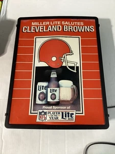 CLEVELAND BROWNS/MILLER LITE BAR SIGN - VINTAGE BEER SIGN - Picture 1 of 3