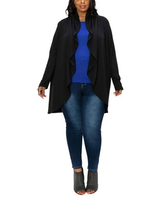 Cárdigan para mujer Coin 1804 talla grande drapeado flyaway plumero tejido top Foto 1 de 4