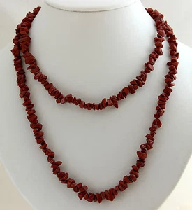 Rojo Jaspe Cadena de Piedras Preciosas ca.90cm Largo sin Fin Picado Roterjaspis - Bild 1 von 1