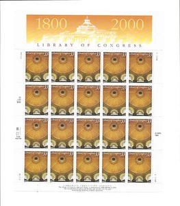33c LIBRARY OF CONGRESS, SCOTT # 3390, SHEET OF 20, MINT LIBRARIES - Picture 1 of 1