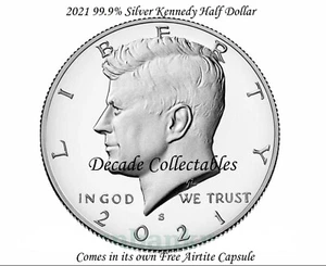 2021 S Silver 50C PROOF Kennedy Half Dollar D/Cam Air Tight Capsule *IN STOCK* - Picture 1 of 3