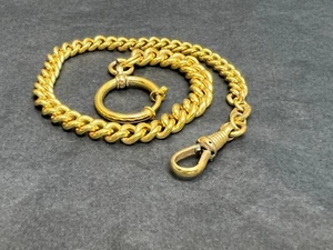Antique CHARNIER G*K Rolled Gold Pocket Watch Chain Fancy Curb Link Graduated - Picture 1 of 9