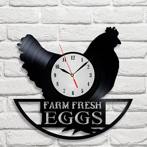 Farm Fresh Eggs  design vinyl record clock home decor art gift bedroom Kitchen - Picture 1 of 1