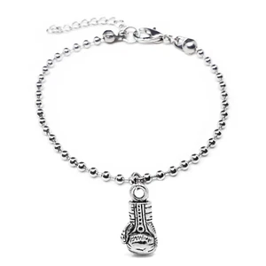 Bracciale con Guantone da Boxe catena militare Acciaio Argento ciondolo Uomo - Foto 1 di 8