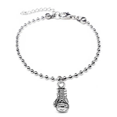 Bracciale con Guantone da Boxe catena militare Acciaio Argento ciondolo Uomo - Immagine 1 di 4