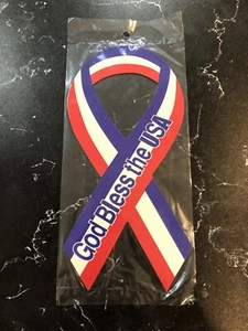 NEW GOD BLESS THE USA RIBBON MAGNET 8" x 4" CAR TRUCK FRIDGE LOCKER - FREE SHIP - Picture 1 of 4