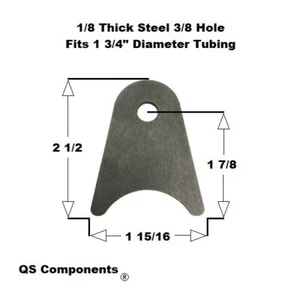 Chassis Rod End Tab 3/8" Hole 1/8" Thick 2 1/2" Tall (Fits 1 3/4" Dia. Tubing) - Picture 1 of 1