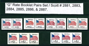 US Scott # 2881v, 2883, 2884, 2885, 2886, & 2887 "G" rate MNH Booklet Pairs - Picture 1 of 1
