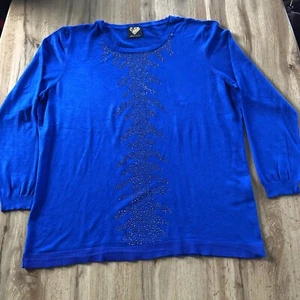 sarah kern Damen Pullover Gr. 50 Royal Blau Mit Nieten Im Vorderteil Langarm - Bild 1 von 7