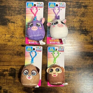 4 Plush Palz Backpack Clips purple white unicorns puppy dog monkey NEW plush - Picture 1 of 8