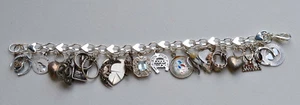 Vintage Sterling Silver assorted Charm Bracelet various kind Charms Long 7 1/2" - Picture 1 of 7