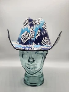 Bud Light Cowboy Hat Made from Recycled Budlight seltzer Beer Boxes Blue,White - Picture 1 of 18