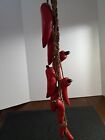 Vintage Hanging Ceramic Red Chili Peppers On Rope Mediterranean Kitchen Décor