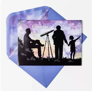 Papiro - Abuelo Observando Estrellas con Hijo y Nieto - Tarjeta del Día del Padre - Imagen 1 de 2