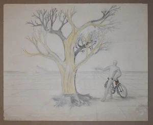 Listados Alemán Artista Edgar Ende Firmado Lápiz Dibujo Acuarela Surrealista - Imagen 1 de 8