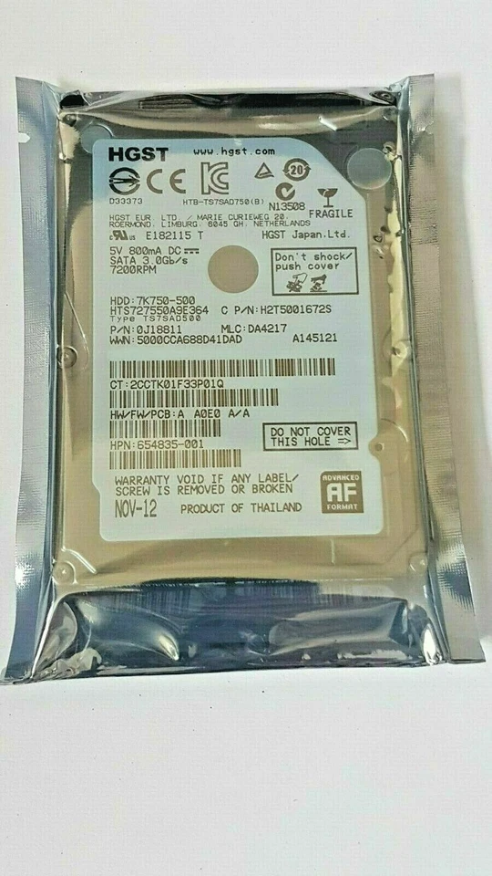Hitachi 500GB HTS727550A9E364 7200RPM SATA 2.5" Laptop HDD Hard Drive 0J18811 - Image 1 of 1