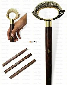 Walking Hand Cane Stick Designer Handmade Solid Brass Cane Stick for Men & Women - Picture 1 of 8