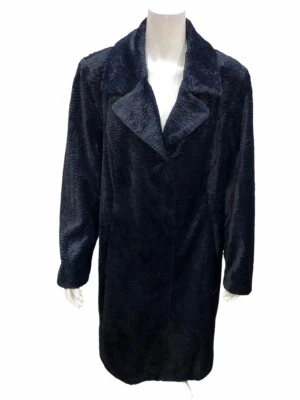 Женское пальто Isaac Mizrahi из искусственного меха с длинными рукавами на кнопках спереди темно-синее размер 14  - Изображение 1 из 2