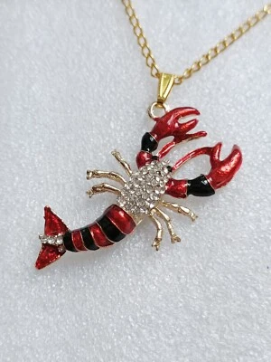  Kette Filigrane Krebs/Krabbe Rot XXL Strass Modeschmuck - Bild 1 von 4