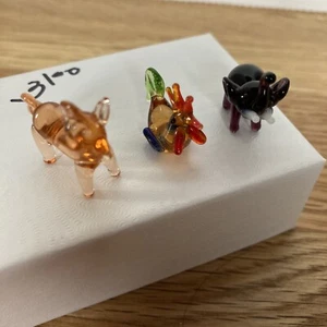 Vintage Miniature Hand Blown Art Glass Animals Figures elephant, roster, & ram - Picture 1 of 14