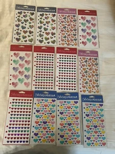 Lot of 12 Sheets Hearts Love Stickers Scrapbooking New D - Picture 1 of 7
