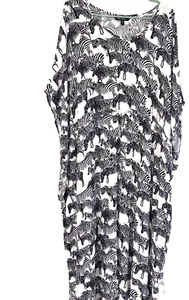 Vestido Ulla Popken Midi Estampado Gráfico Cebra Talla Grande 24-26 Informal Fluido Elástico - Imagen 1 de 13