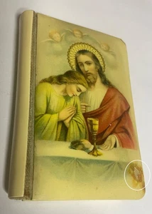 1925 ANTIQUE THE LITTLE KEY OF HEAVEN CELLULOID CATHOLIC PRAYER BOOK +Fabric Bag - Picture 1 of 6
