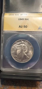 1945 Walking Liberty Half Dollar ANACS AU-50 (Spots) - Picture 1 of 2
