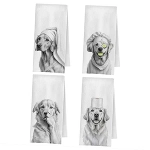 Lustige Golden Retriever Badezimmer Handtücher 4er Set, Hundebad Deko, 005 - Bild 1 von 7