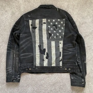 Denim Supply Ralph Lauren Shred Tatter USA Flag Distressed Denim Trucker Jacket - Picture 1 of 16