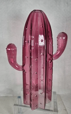 Jarrón Anthropologie Rosa Arte Vidrio Cactus Flor 8.5" Raro  Foto 1 de 4