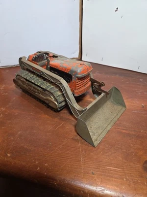 Bulldozer sobre orugas Hubley #505 cargador frontal de colección con pistas de goma raras intactas Foto 1 de 4