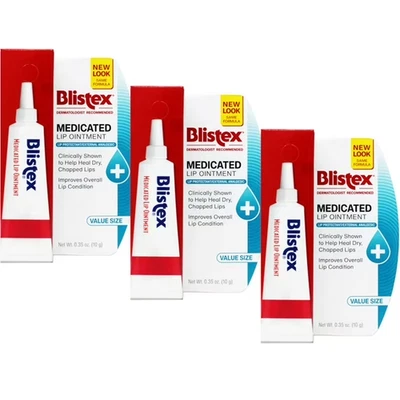 Paquete de 3 ungüentos labiales medicados Blistex medicamentos penetrantes/humedad 0,35 oz cada uno Foto 1 de 3