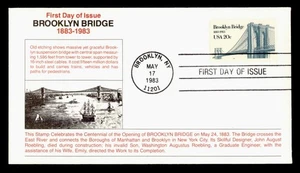 DR WHO 1983 FDC BROOKLYN BRIDGE ANIV CACHET M58313 - Picture 1 of 2