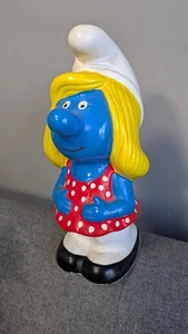 VINTAGE SMURF SMURFETTE ceramic Money Box, Rare 1970s VGC - Picture 1 of 6