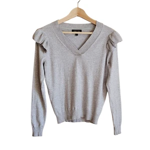 Truth Republic Damen Pullover VNeck Rüschen an den Schultern Grau Medium - Bild 1 von 8