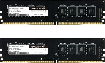 TEAMGROUP Elite DDR4 64GB Kit (2 X 32GB) 3200Mhz (PC4-25600) CL22 Unbuffered Non - Image 1 of 4
