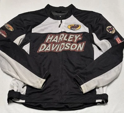 Chaqueta Harley-Davidson Para Hombre 2XL Blanca Negra Malla Cremallera Equipo de Montar Motocicleta Foto 1 de 4