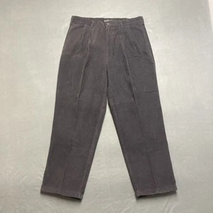 Van Heusen Pants Mens 38x30 Gray Corduroy Pleated Relaxed 100% Cotton Cuffed - Picture 1 of 14