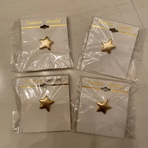 Star Starfish Pin Badge Button Shiny Gold-Tone Set of 4 Fashion Jewerly - Picture 1 of 7