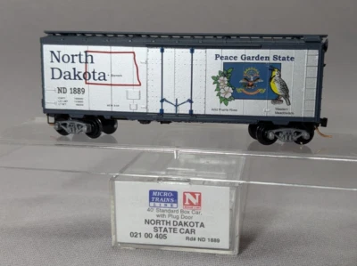 N scale  Micro-Trains # 02100405  NORTH DAKOTA  STATE CAR  40'  Boxcar  ND 1889 - Image 1 of 4