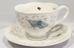 Lenox Schmetterlingswiese Teetasse und Untertasse Schmetterling Marienkäfer Heuschrecke Blumen - Bild 1 von 10