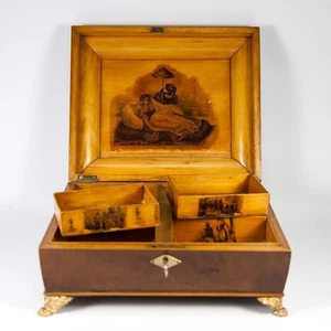 Antique c. 1790-1810 French Empire Gaming or Game Box, Coffret, Chest with Chips - Picture 1 of 7